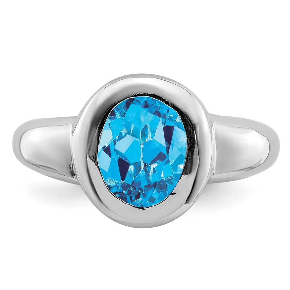 Sterling Silver Rhodium Blue Topaz Ring