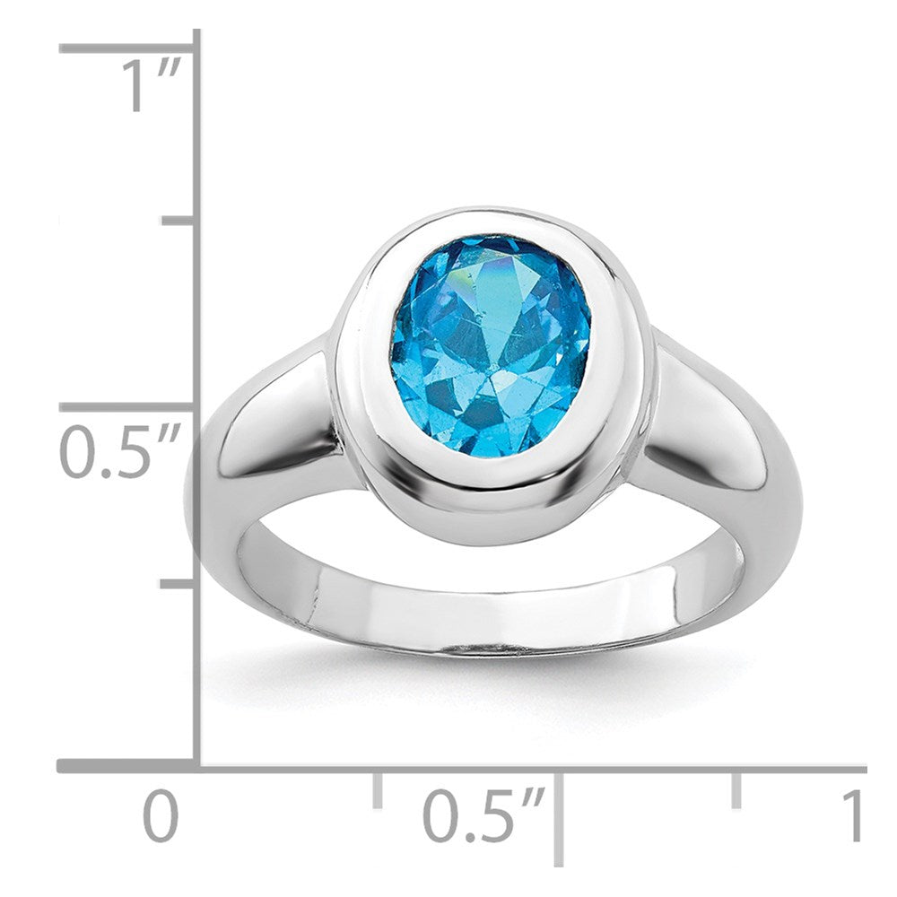 Sterling Silver Rhodium Blue Topaz Ring