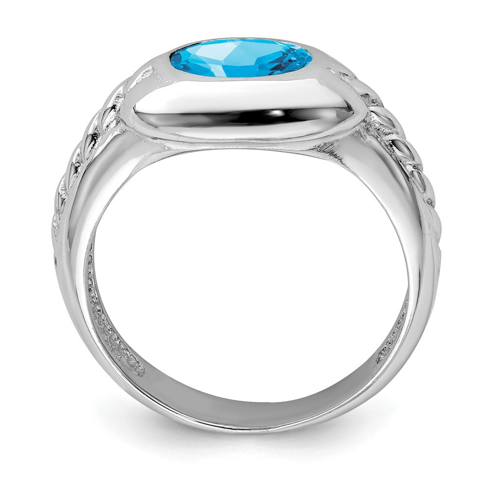 Sterling Silver Rhodium Blue Topaz Ring