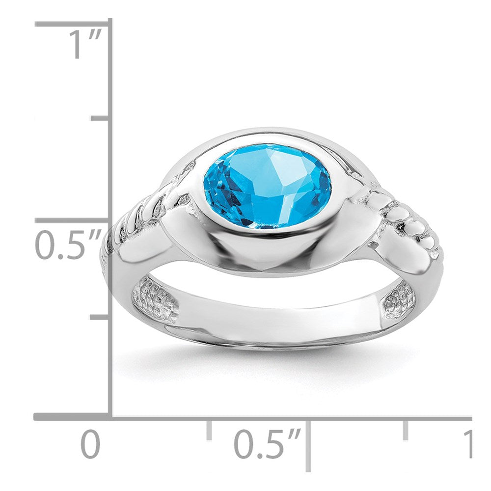 Sterling Silver Rhodium Blue Topaz Ring