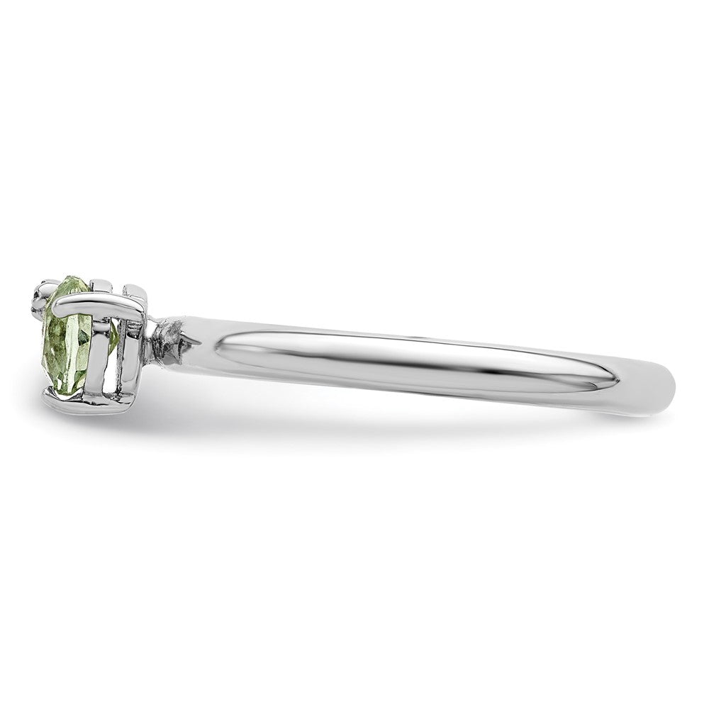 Sterling Silver Rhodium-plated Polished Green Quartz & White Topaz Ring