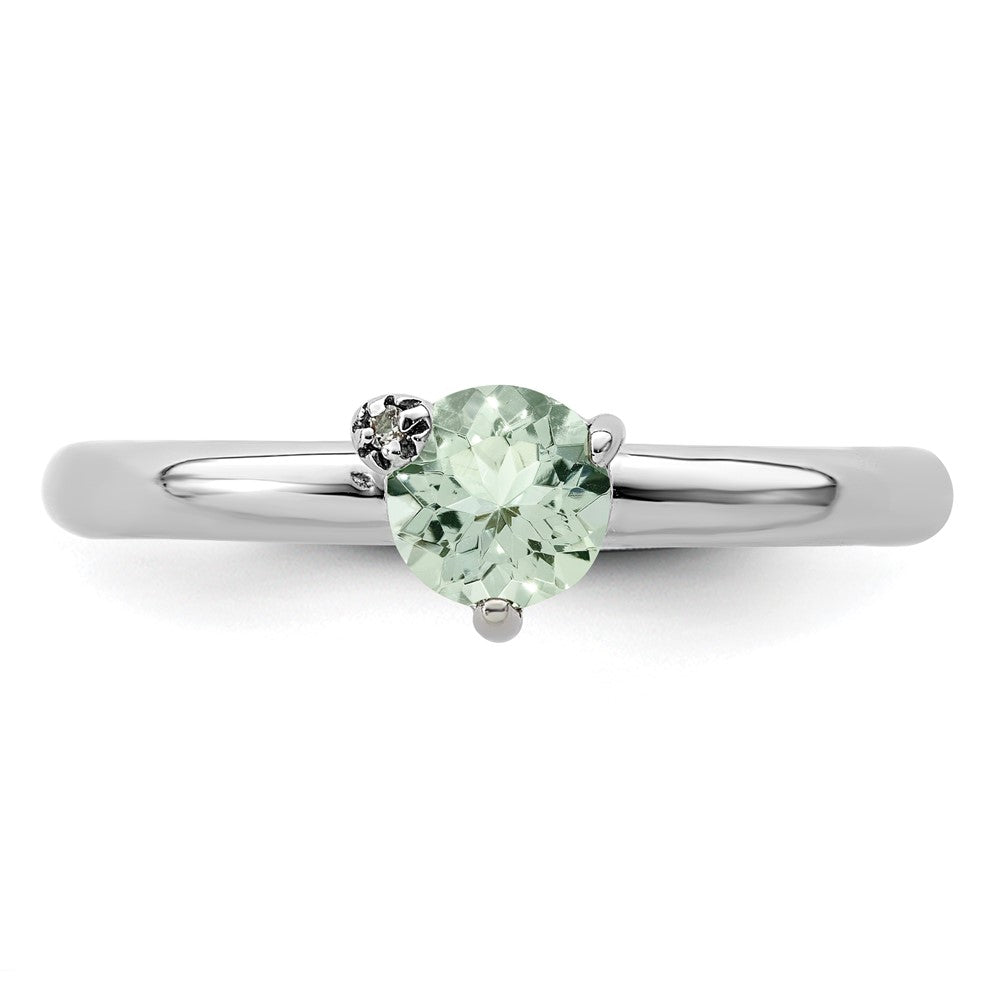 Sterling Silver Rhodium-plated Polished Green Quartz & White Topaz Ring