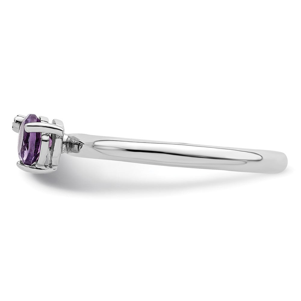 Sterling Silver Rhodium-plated Polished Amethyst & White Topaz Ring