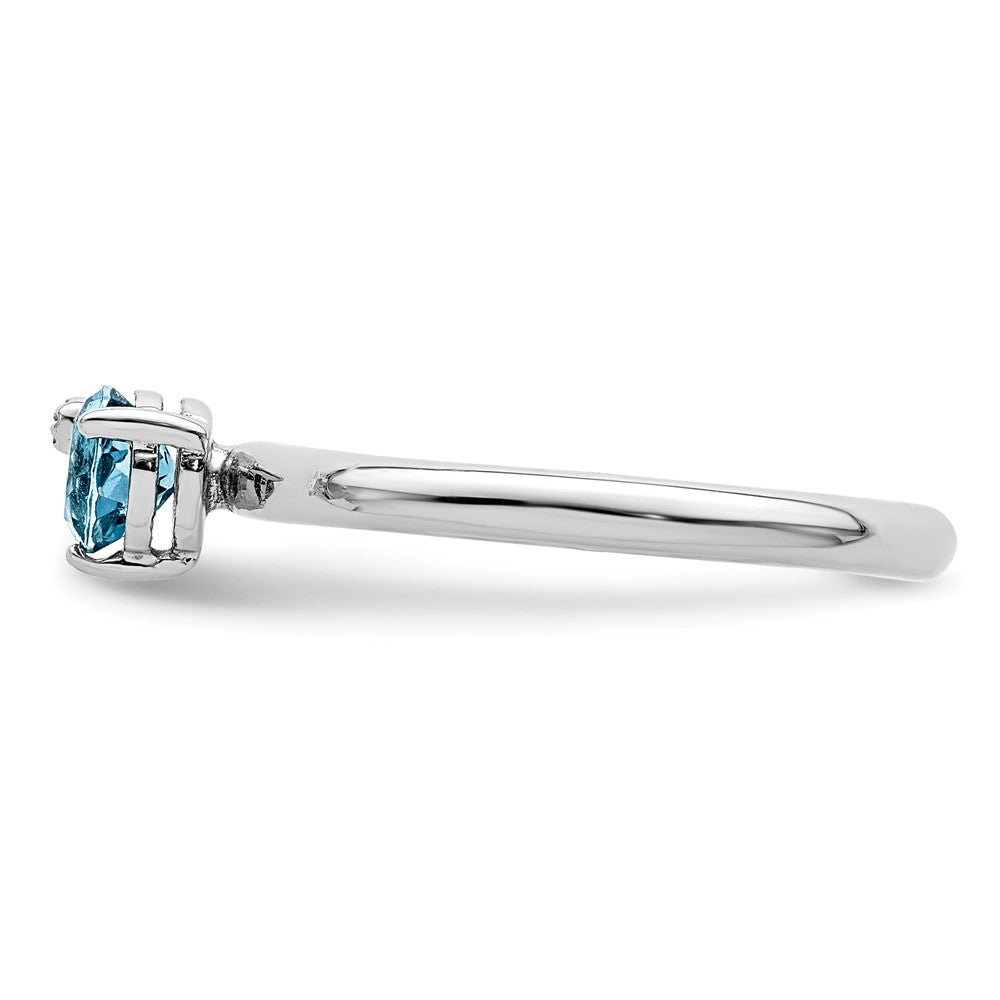 Sterling Silver Rhodium-plated Polished LS Blue Topaz & White Topaz Ring