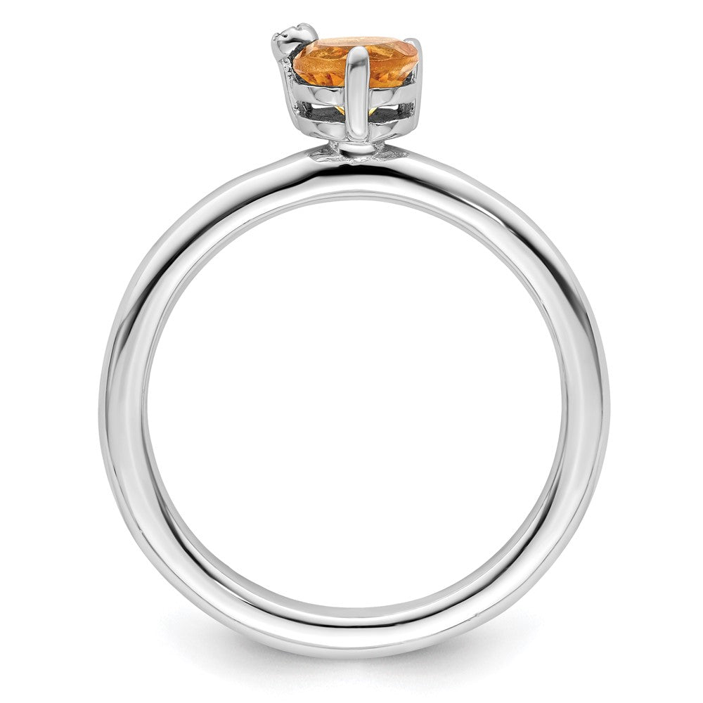 Sterling Silver Rhodium-plated Polished Circle Citrine & White Topaz Ring