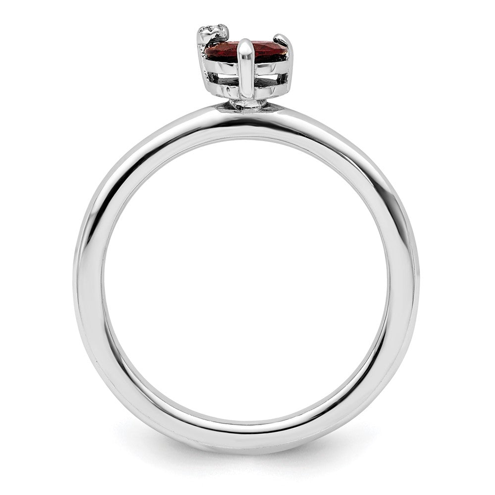 Sterling Silver Rhodium-plated Polished Garnet & White Topaz Ring