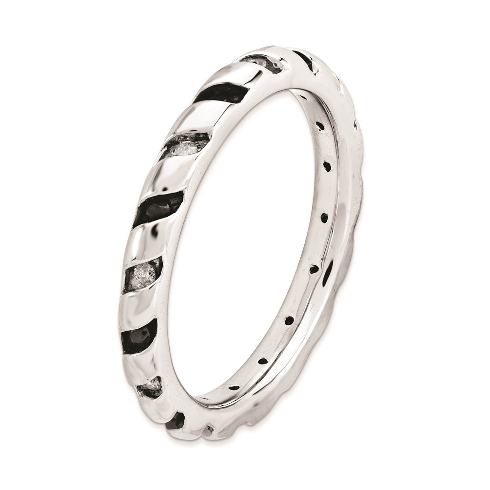 Sterling Silver Stackable Expressions Black & White Diamond Ring