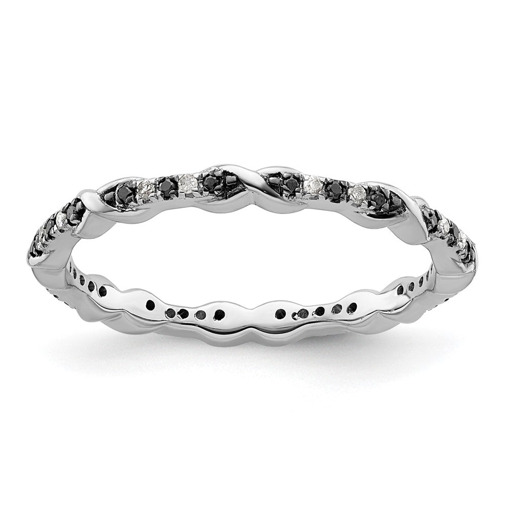 Sterling Silver Stackable Expressions Black & White Diamond Ring