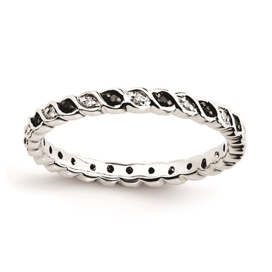 Sterling Silver Stackable Expressions Black & White Diamond Ring