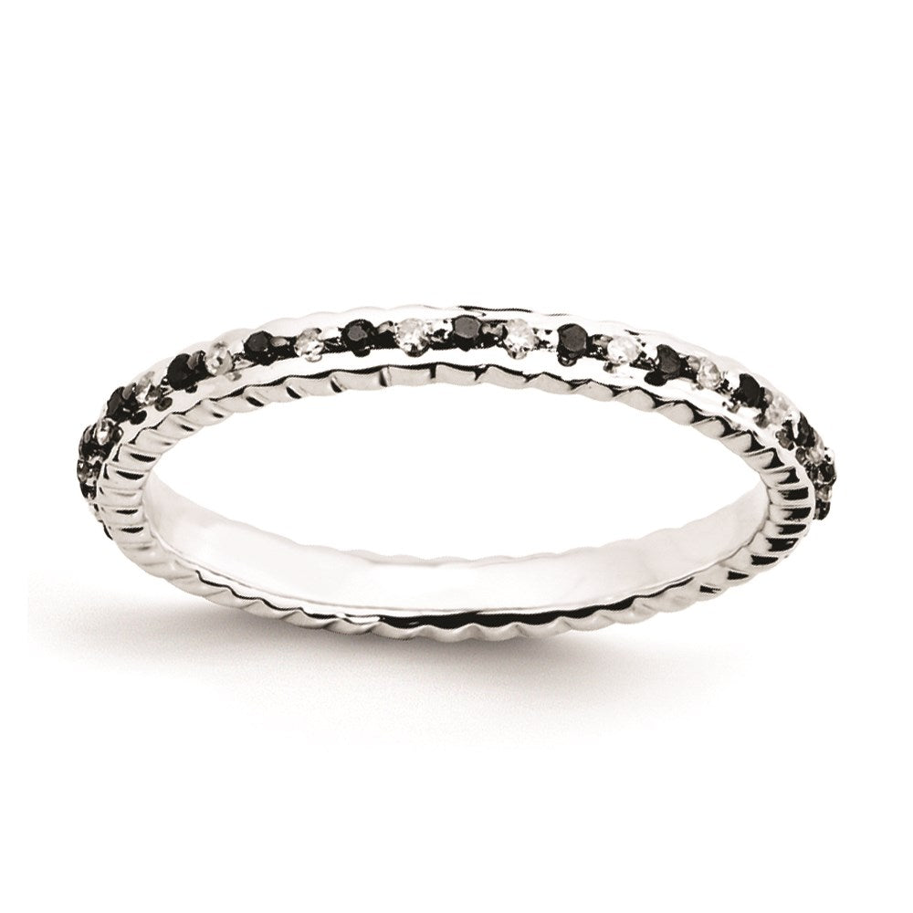 Sterling Silver Stackable Expressions Black & White Diamond Ring