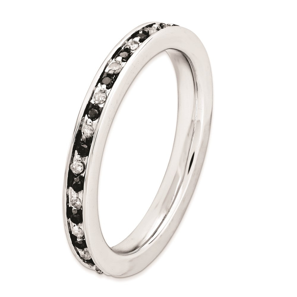 Sterling Silver Stackable Expressions Black & White Diamond Ring