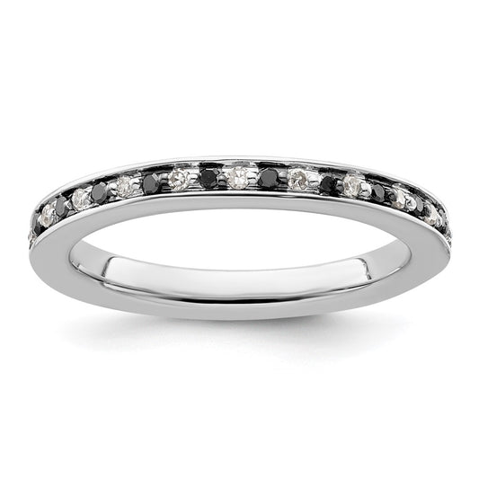 Sterling Silver Stackable Expressions Black & White Diamond Ring