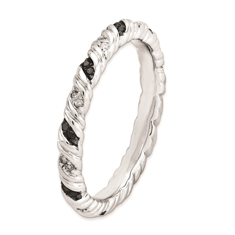 Sterling Silver Stackable Expressions Black & White Diamond Ring