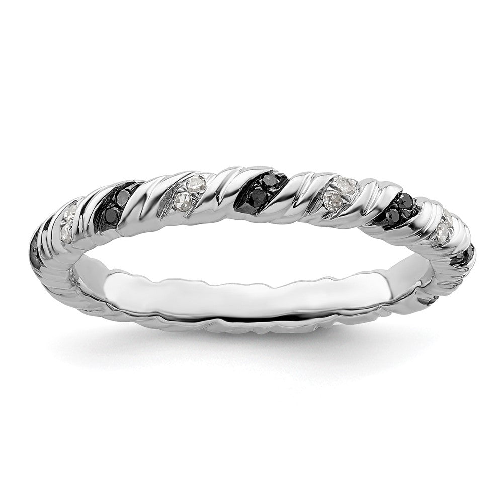 Sterling Silver Stackable Expressions Black & White Diamond Ring