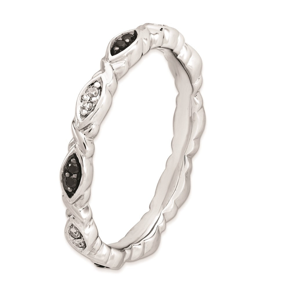 Sterling Silver Stackable Expressions Black & White Diamond Ring