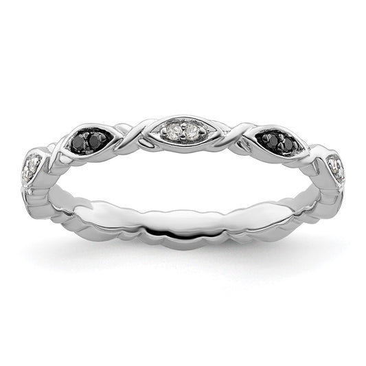 Sterling Silver Stackable Expressions Black & White Diamond Ring