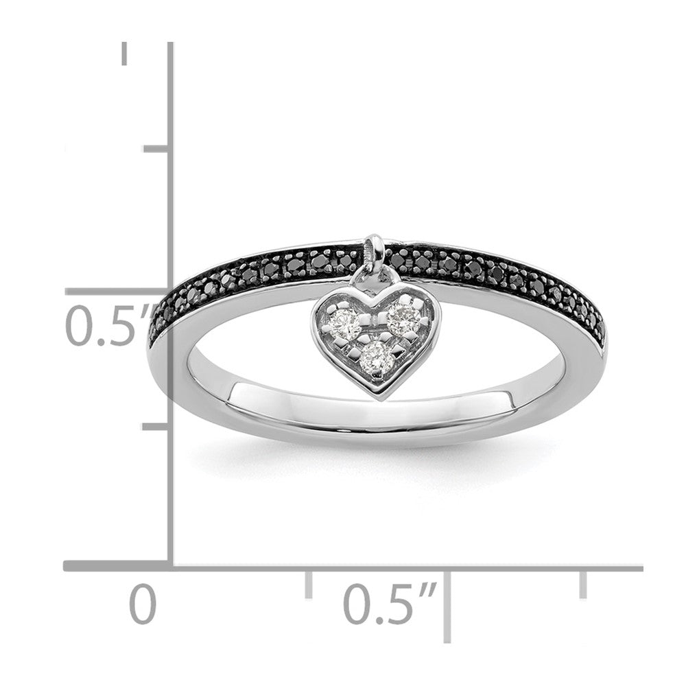 Sterling Silver Stackable Expressions Heart Black & White Diamond Ring