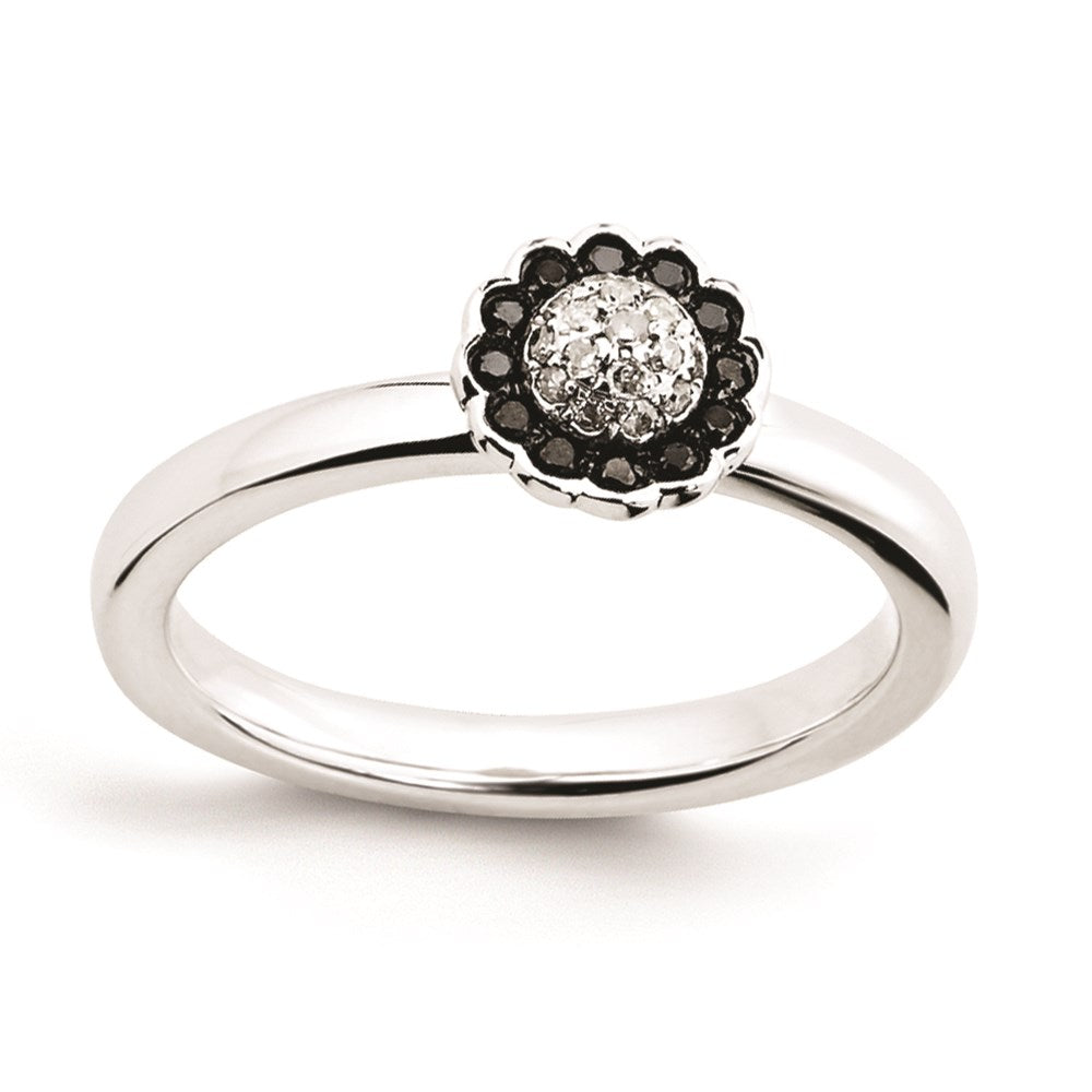 Sterling Silver Stackable Expressions Black & White Diamond Ring