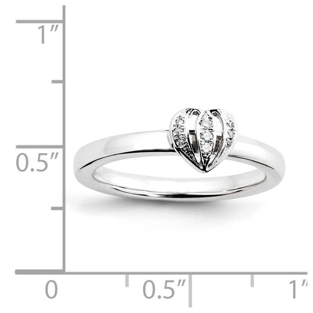 Sterling Silver Stackable Expressions Diamond Heart Ring