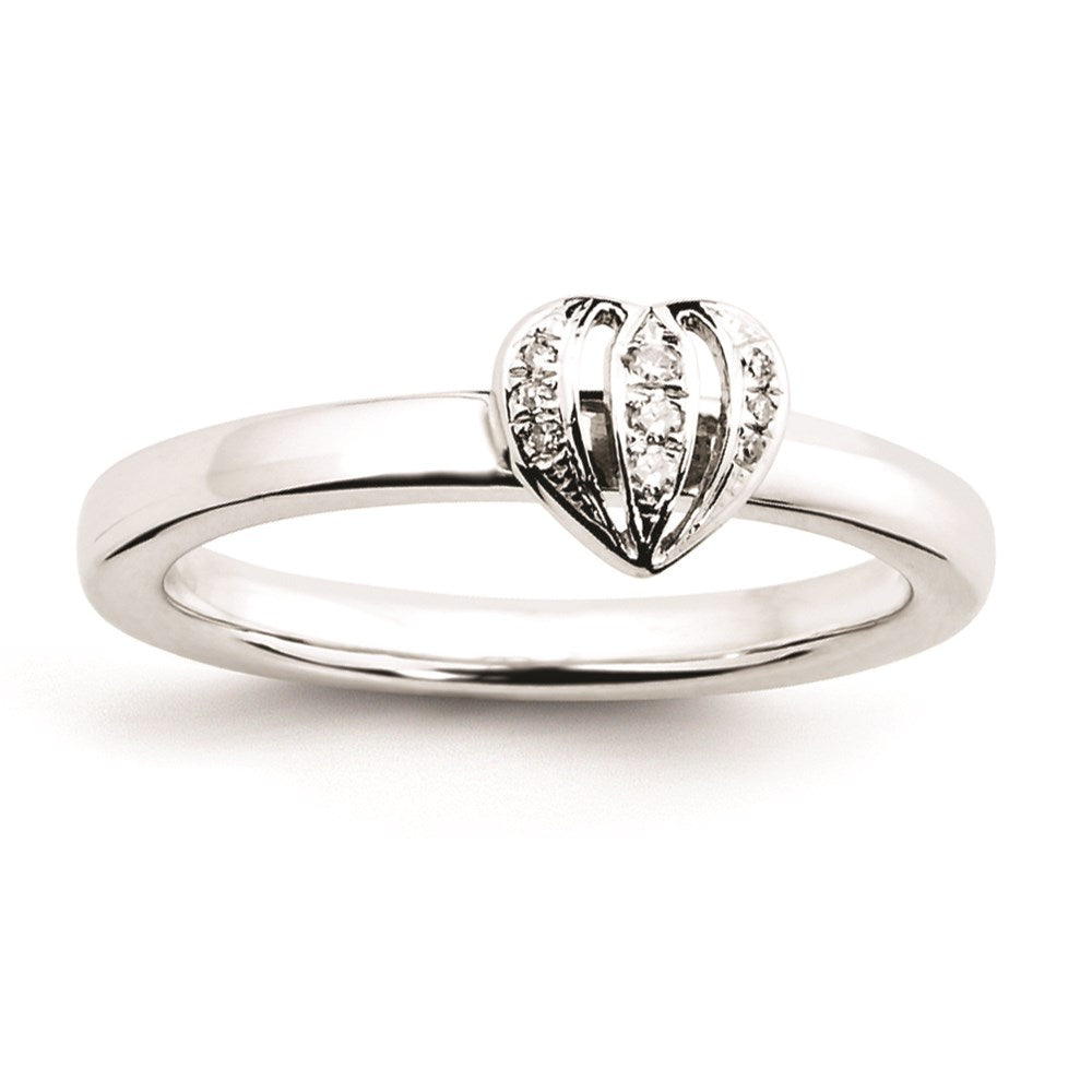 Sterling Silver Stackable Expressions Diamond Heart Ring