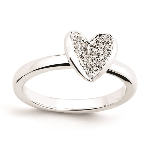 Sterling Silver Stackable Expressions Heart w/Diamonds Ring