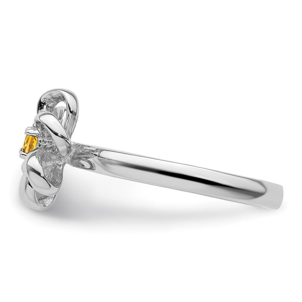 Sterling Silver Stackable Expressions Polished Citrine Flower Ring