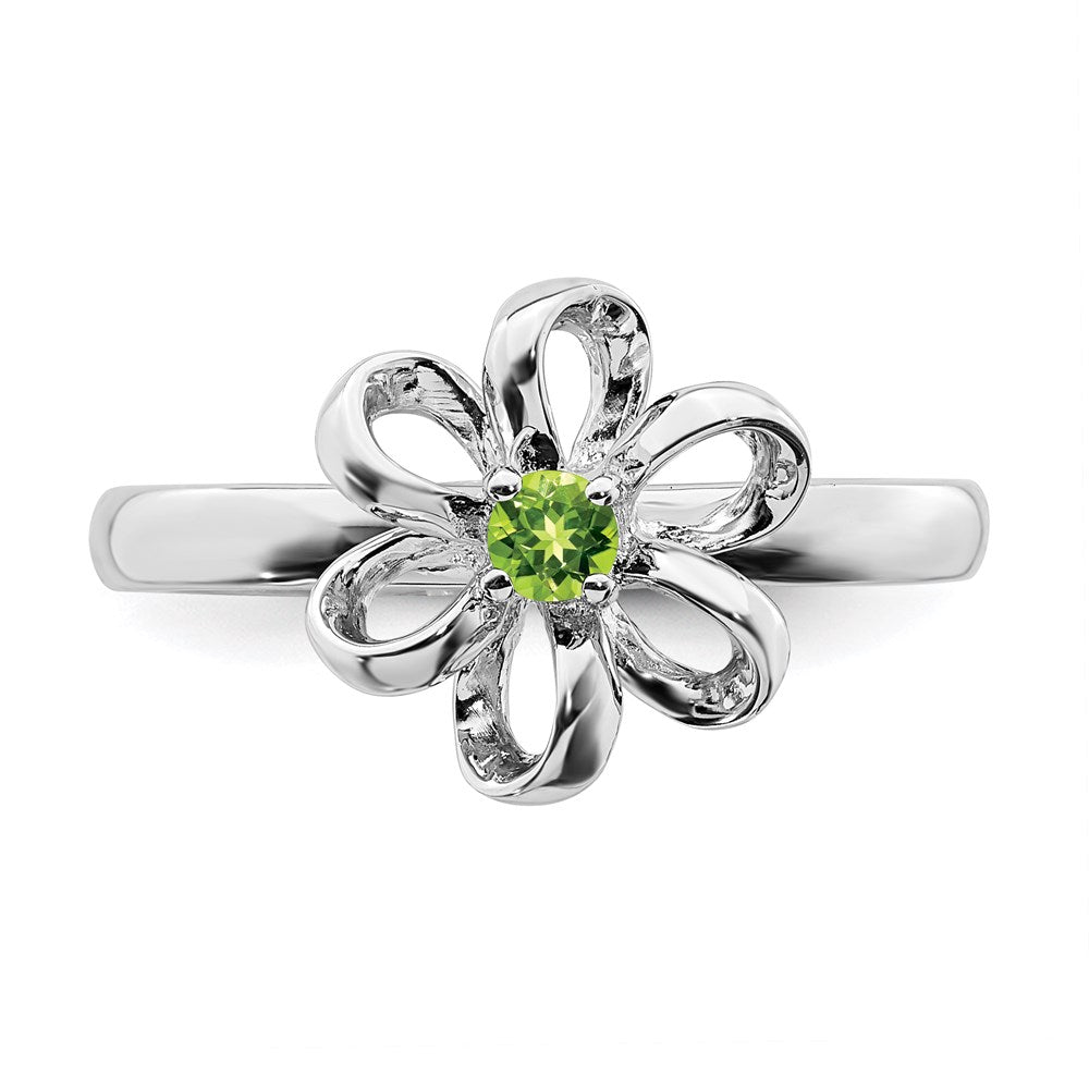 Sterling Silver Stackable Expressions Polished Peridot Flower Ring