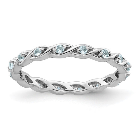 Sterling Silver Stackable Expressions Aquamarine Ring