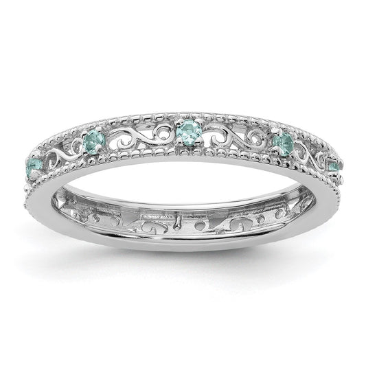 Sterling Silver Stackable Expressions Aquamarine Ring