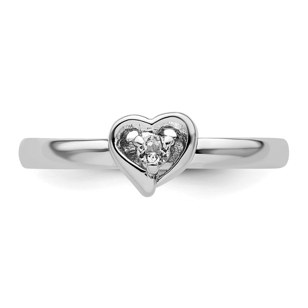 Sterling Silver Stackable Expressions White Topaz Heart Ring