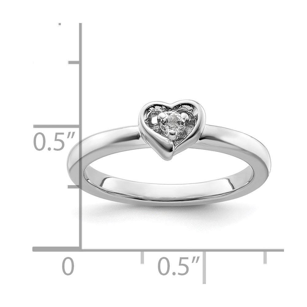 Sterling Silver Stackable Expressions White Topaz Heart Ring