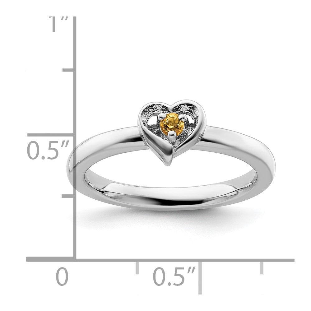 Sterling Silver Stackable Expressions Citrine Heart Ring