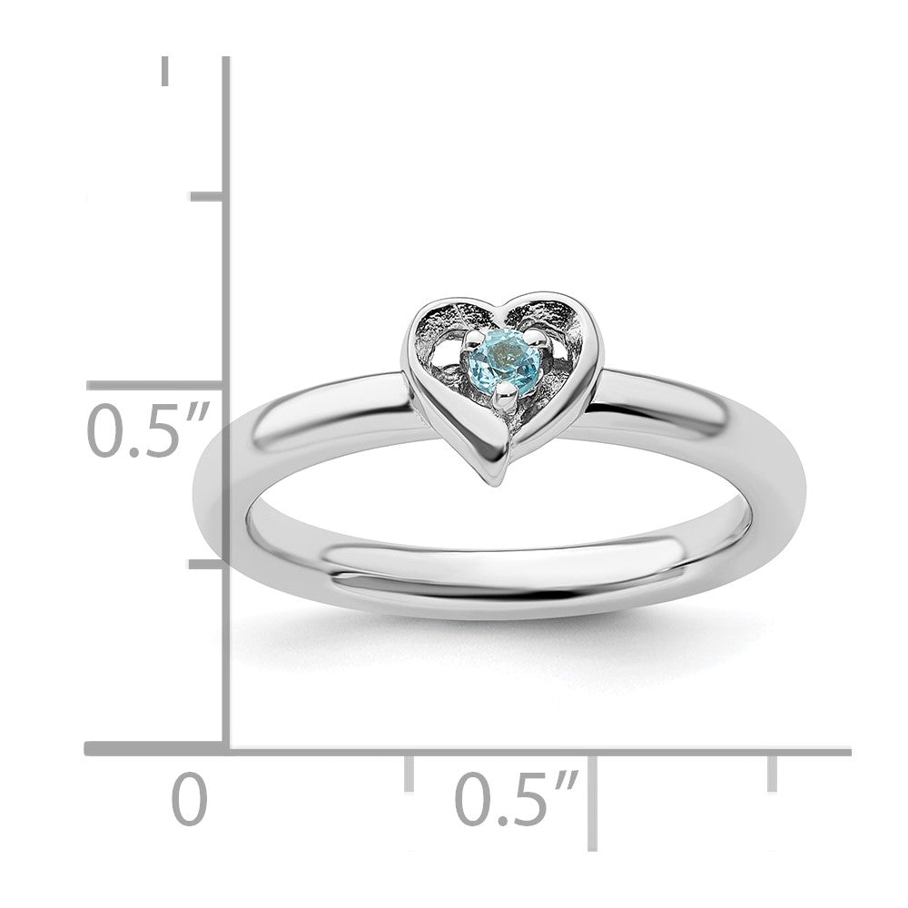 Sterling Silver Stackable Expressions Blue Topaz Heart Ring