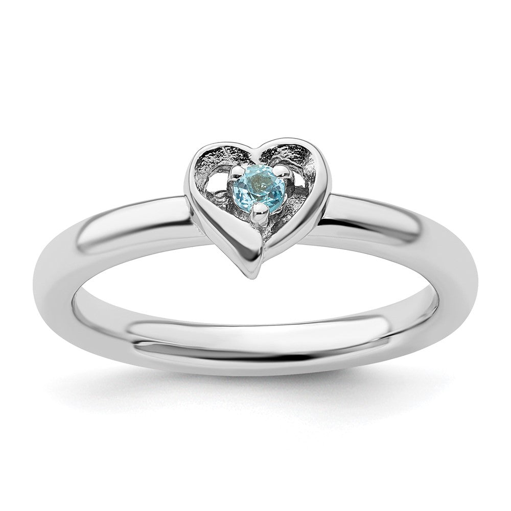 Sterling Silver Stackable Expressions Blue Topaz Heart Ring