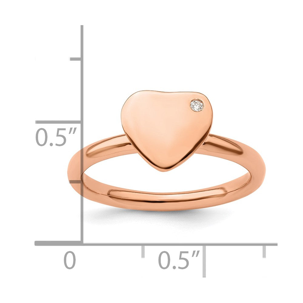 Sterling Silver Stackable Expressions Rose Gold-plated Heart Diamond Ring