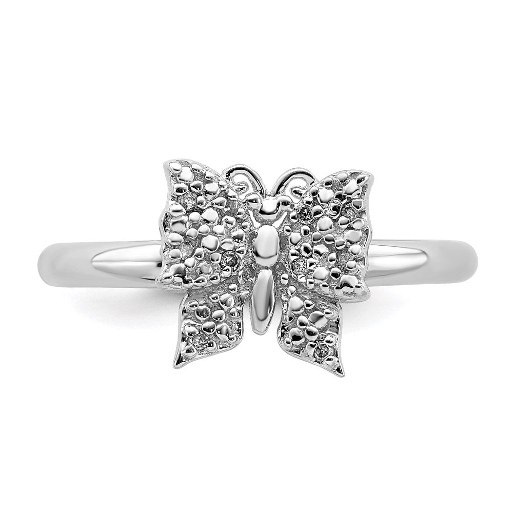 Sterling Silver Stackable Expressions Diamond Butterfly Ring