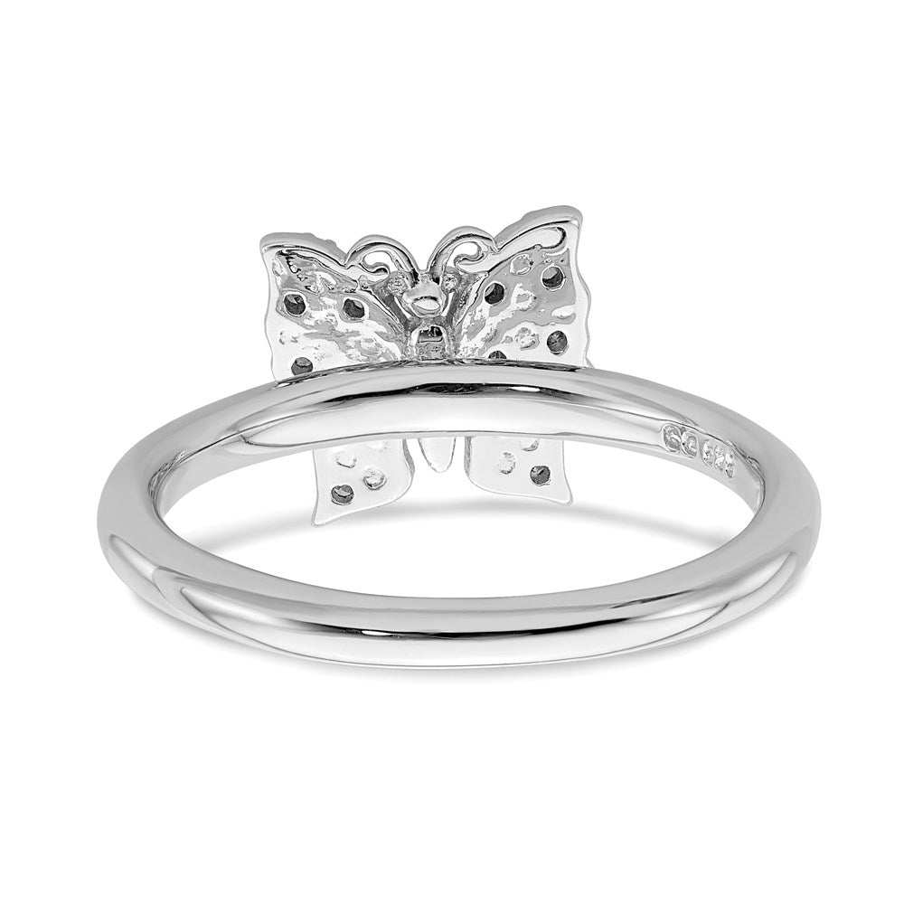 Sterling Silver Stackable Expressions Diamond Butterfly Ring