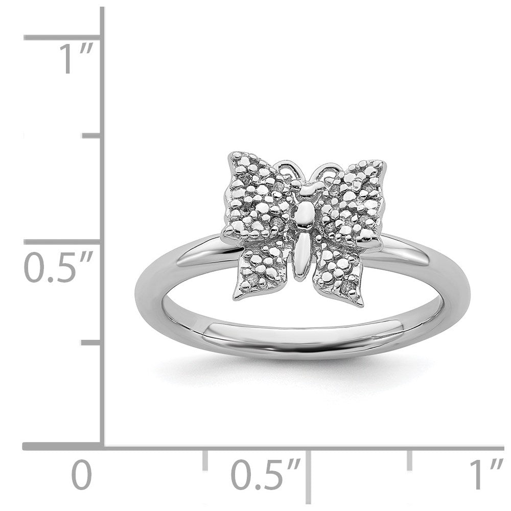 Sterling Silver Stackable Expressions Diamond Butterfly Ring