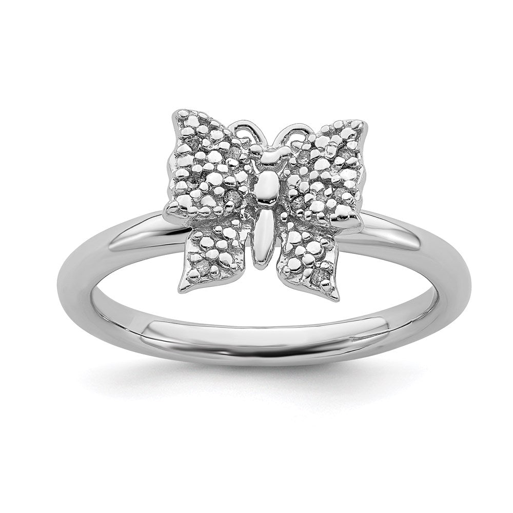 Sterling Silver Stackable Expressions Diamond Butterfly Ring