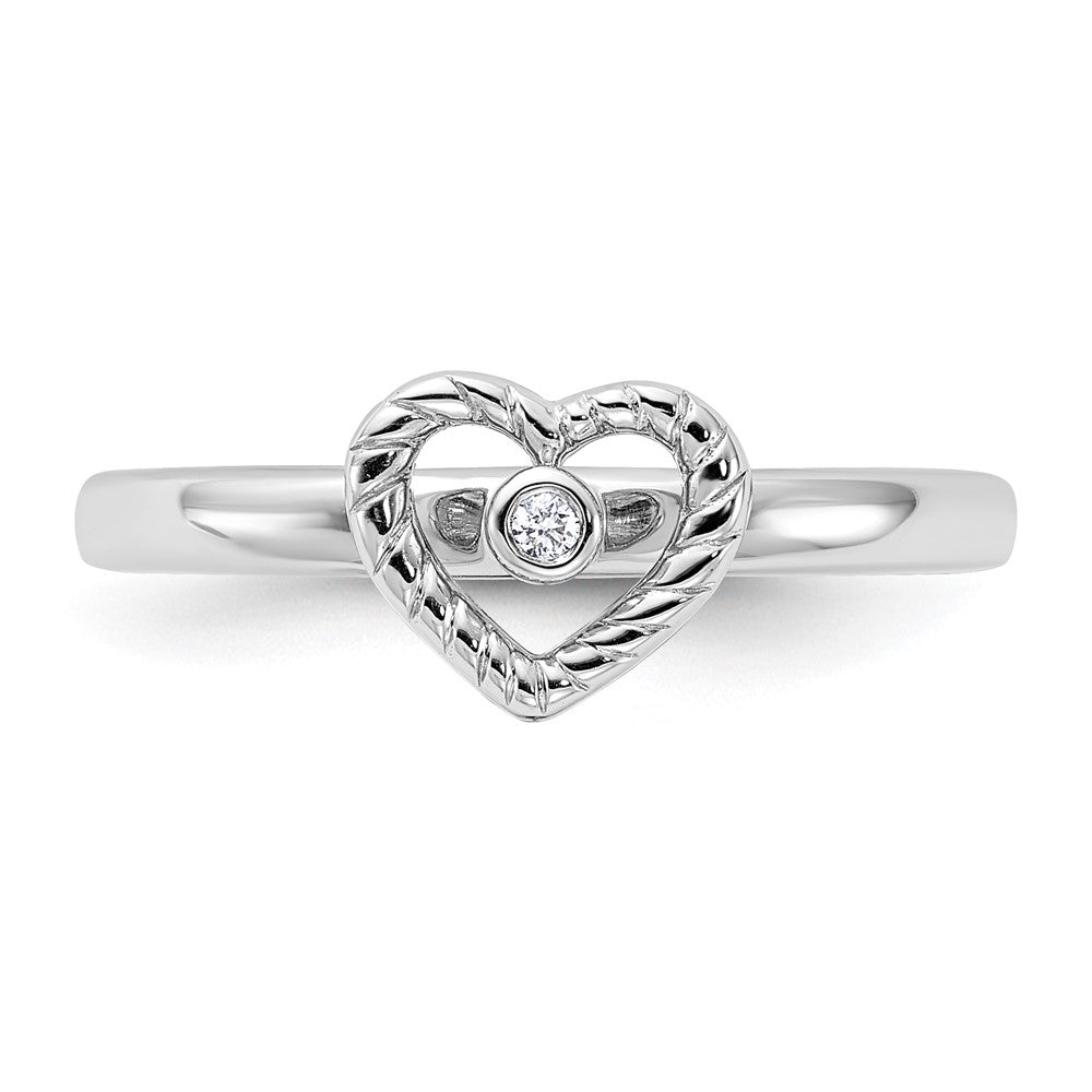 Sterling Silver Stackable Expressions Heart Diamond Ring