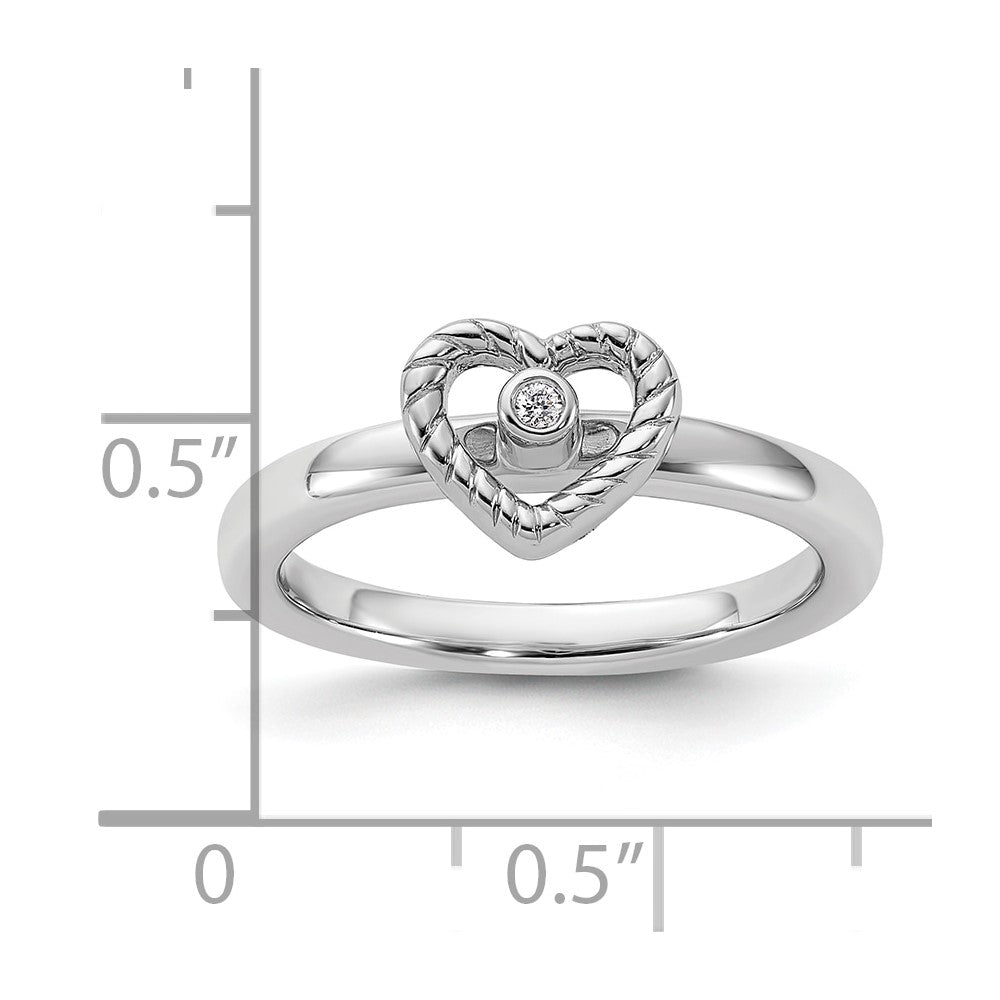 Sterling Silver Stackable Expressions Heart Diamond Ring