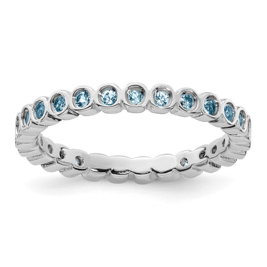 Sterling Silver Stackable Expressions Aquamarine Ring