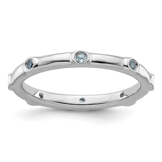 Sterling Silver Stackable Expressions Aquamarine Ring