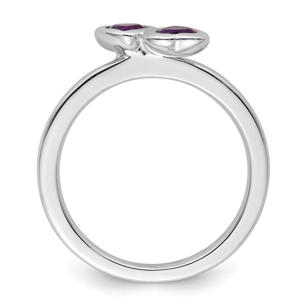 Sterling Silver Stackable Expressions Amethyst Double Heart Ring