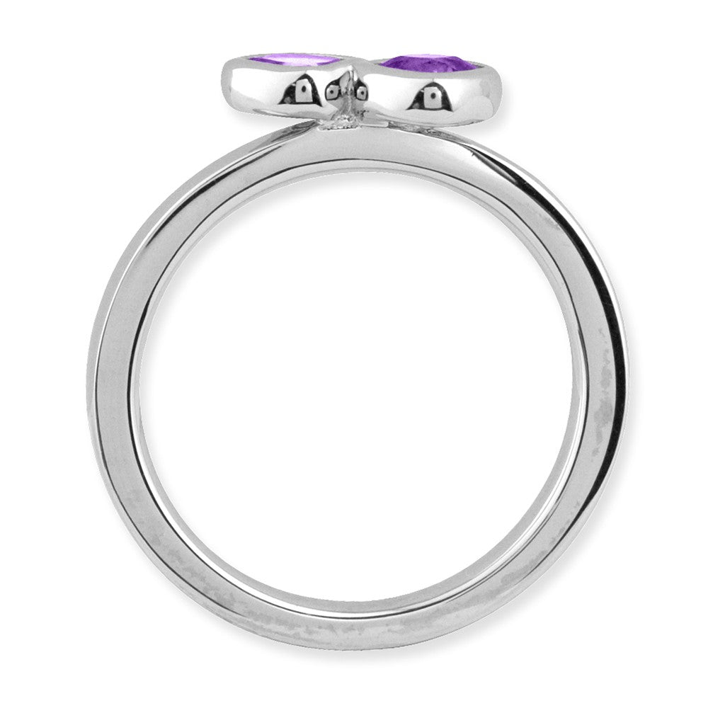 Sterling Silver Stackable Expressions Dbl Cushion Cut Amethyst Ring