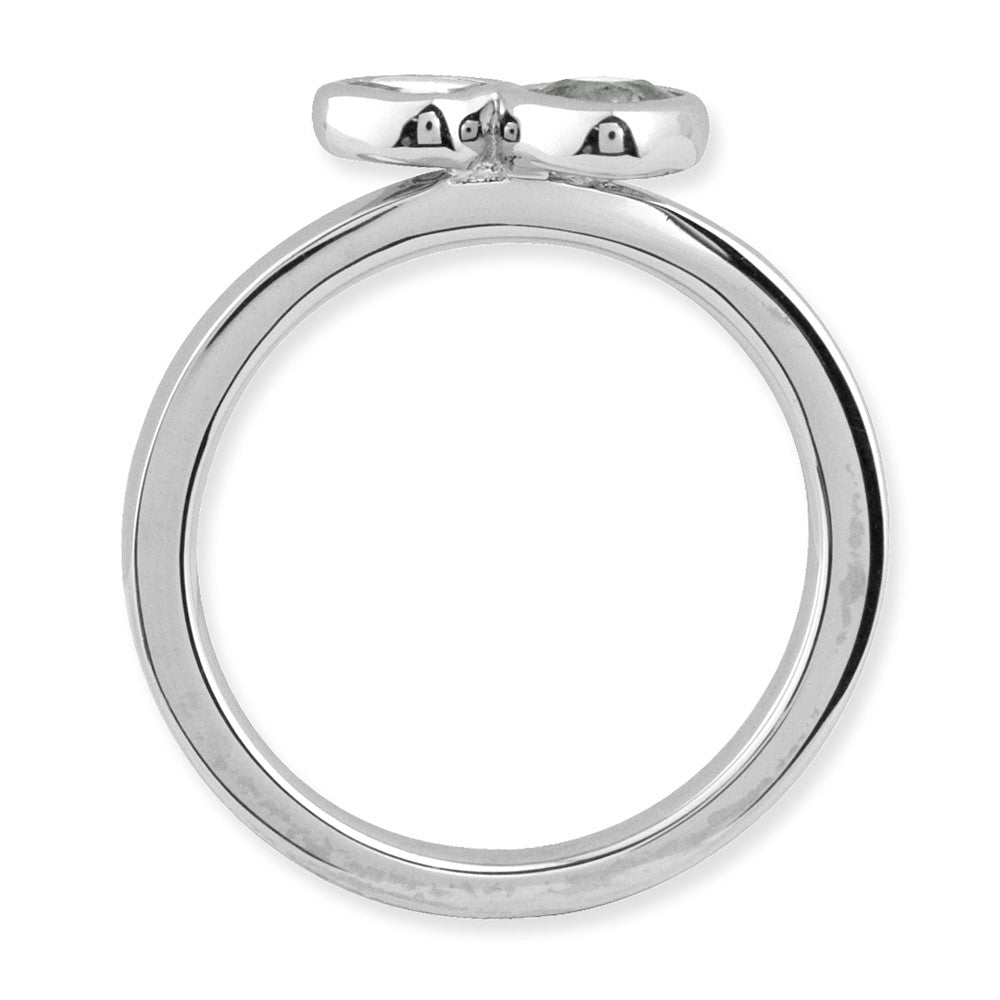 Sterling Silver Stackable Expressions Dbl Cushion Cut White Topaz Ring