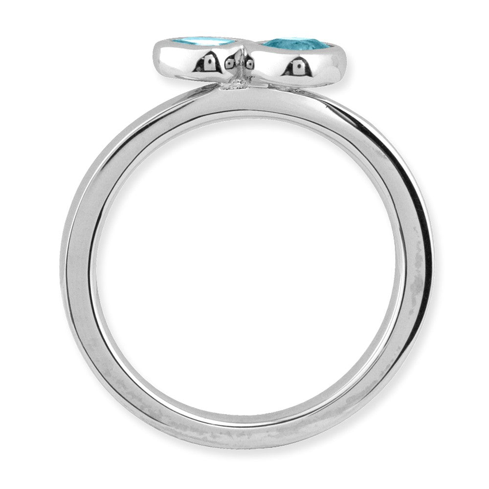 Sterling Silver Stackable Expressions Dbl Cushion Cut Blue Topaz Ring