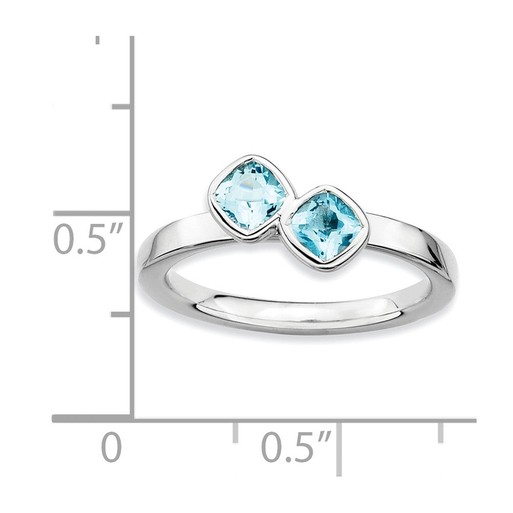 Sterling Silver Stackable Expressions Dbl Cushion Cut Blue Topaz Ring