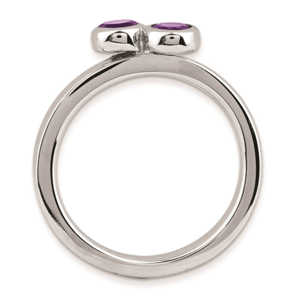 Sterling Silver Stackable Expressions Dbl Round Amethyst Ring