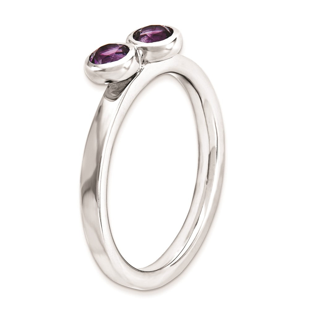 Sterling Silver Stackable Expressions Dbl Round Amethyst Ring